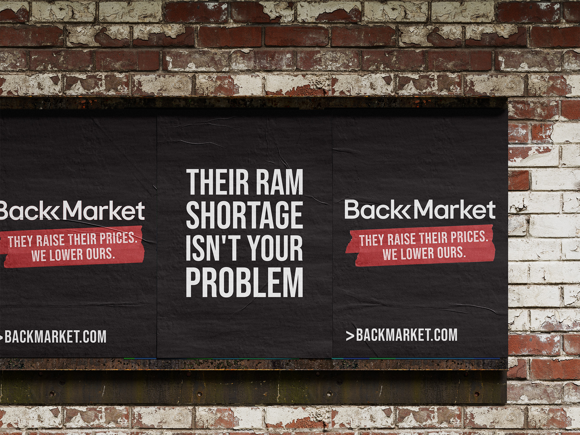 Back Market wheatpaste posters: Their RAM shortage isn't your problem