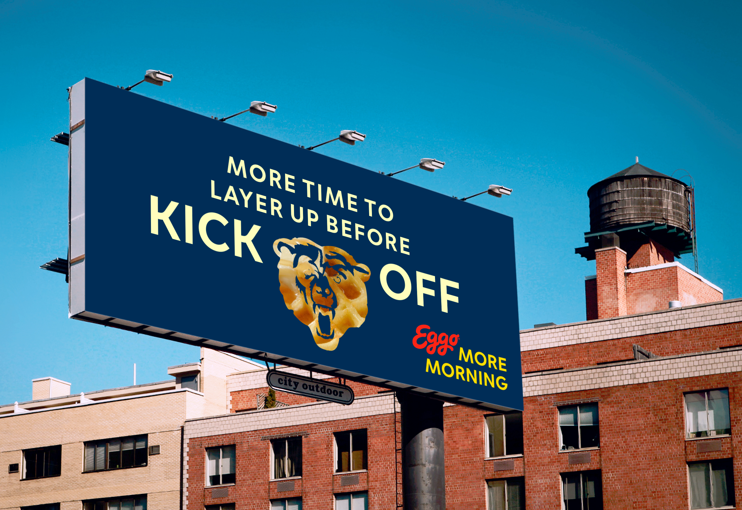 Eggo billboard in Chicago: More time to layer up before kick off